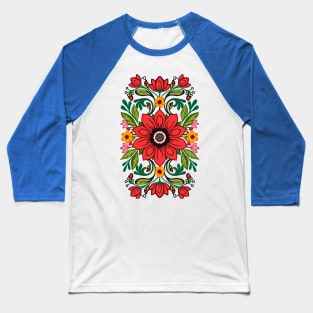 Hungarian Folk Floral symmetrical Baseball T-Shirt